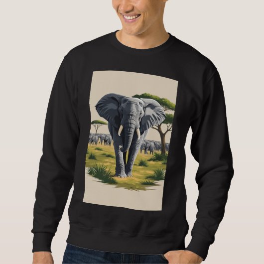 Mannen Majestic Elephant Savanna Sweatshirt (Voorkant)