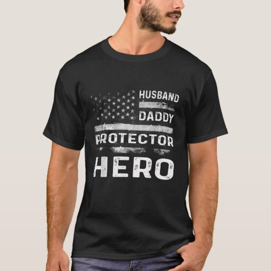 Mannen man Daddy Protector Hero Schattigee Vaderda T-shirt (Voorkant)