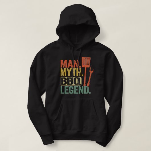 Mannen Man Myth BBQ Legend Barbecue Grilling Dad G Hoodie (Design voorkant)