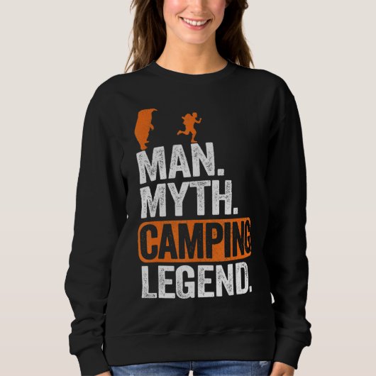Mannen Man Myth Camping Legend Fun Beer Joke Outdo Trui (Voorkant)