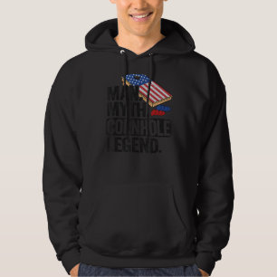 Mannen Man Myth Cornhole Legend Usa Flag Corn Hole Hoodie