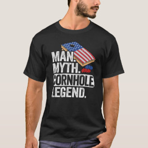 Mannen Man Myth Cornhole Legend USA Flag Corn Hole T-shirt