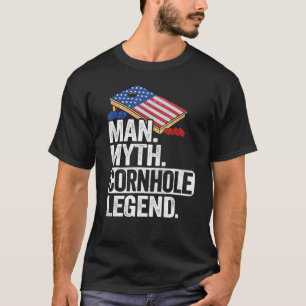 Mannen Man Myth Cornhole Legend USA Flag Corn Hole T-shirt