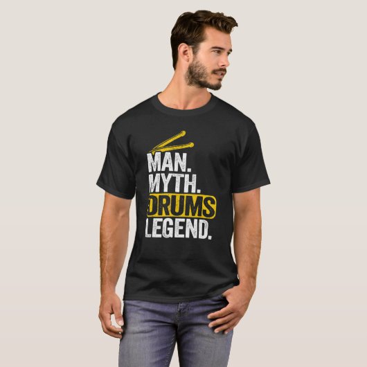 Mannen Man Myth Drums Legend Mannen Papa Drumme T-shirt (Voorkant volledig)