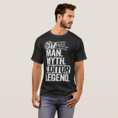 Mannen Man Myth Editor Legend Movie Producer Dad E T-shirt (Voorkant volledig)