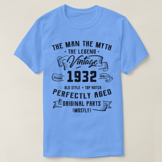 Mannen Man Myth Legend 1932 90th Birthday Gift for T-shirt (Design voorkant)