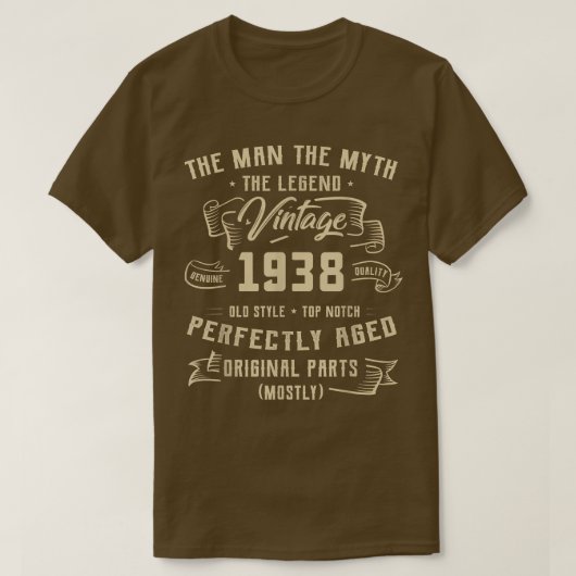 Mannen Man Myth Legend 1938 84th Birthday T-shirt  (Design voorkant)