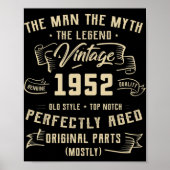 Mannen Man Myth Legend 1952 70th Birthday T-shirt Poster (Voorkant)