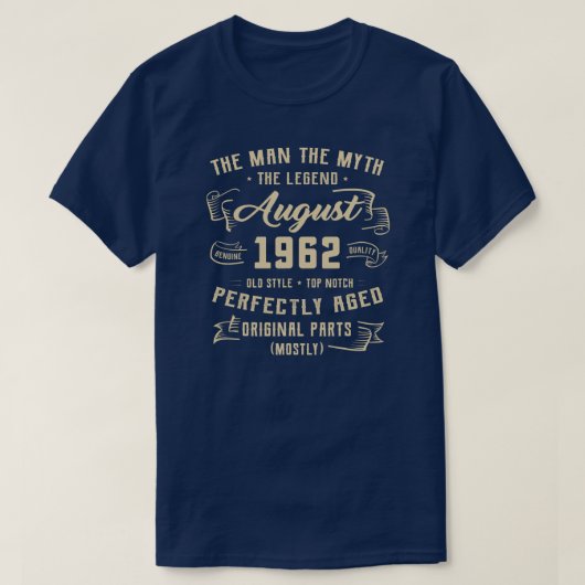 Mannen Man Myth Legend 1962 60th Birthday T-shirt (Design voorkant)