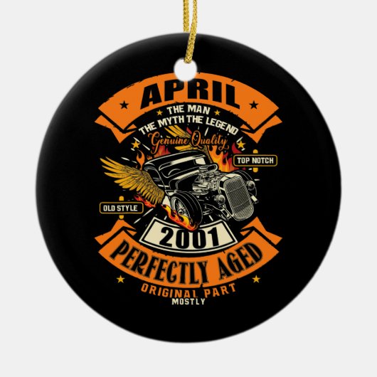 Mannen Man Myth Legend april 2001 21ste verjaardag Keramisch Ornament (Voorkant)