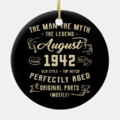 Mannen Man Myth Legend augustus 1942 80th Birthday Keramisch Ornament (Achterkant)
