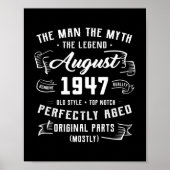 Mannen Man Myth Legend augustus 1947 75th Birthday Poster (Voorkant)