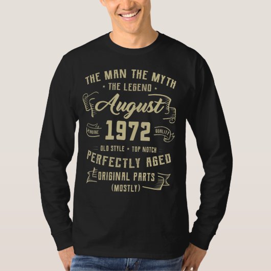 Mannen Man Myth Legend augustus 1972 50th Birthday T-shirt (Voorkant)