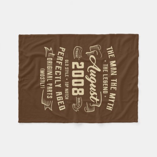 Mannen Man Myth Legend augustus 2008 14th Birthday Fleece Deken (Voorkant (Horizontaal))