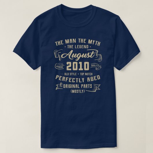 Mannen Man Myth Legend augustus 2010 12th Birthday T-shirt (Design voorkant)