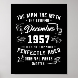Mannen Man Myth Legend december 1957 65th Birthday Poster