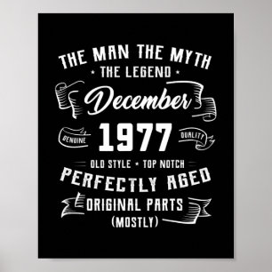 Mannen Man Myth Legend December 1977 45th Birthday Poster