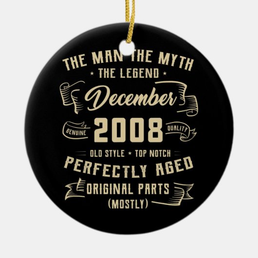 Mannen Man Myth Legend december 2008 14th Birthday Keramisch Ornament (Voorkant)