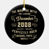 Mannen Man Myth Legend december 2008 14th Birthday Keramisch Ornament (Achterkant)