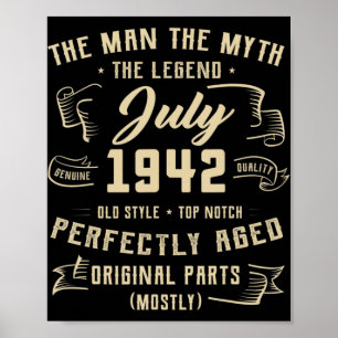 Mannen Man Myth Legend juli 1942 80th Birthday Gif Poster
