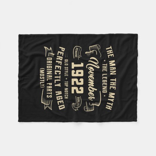 Mannen Man Myth Legend november 1922 100th Birthda Fleece Deken (Voorkant (Horizontaal))