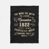 Mannen Man Myth Legend november 1922 100th Birthda Fleece Deken (Voorkant)