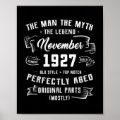 Mannen Man Myth Legend november 1927 95th Birthday Poster (Voorkant)