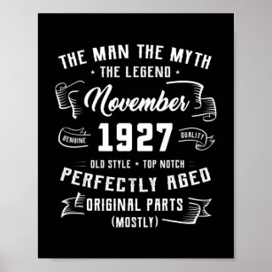 Mannen Man Myth Legend november 1927 95th Birthday Poster