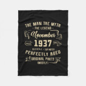 Mannen Man Myth Legend november 1937 85th Birthday Fleece Deken (Voorkant)