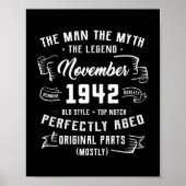 Mannen Man Myth Legend november 1942 80th Birthday Poster (Voorkant)