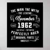 Mannen Man Myth Legend november 1962 60th Birthday Poster (Voorkant)