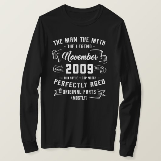 Mannen Man Myth Legend november 2009 13th Birthday T-shirt (Design voorkant)