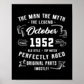 Mannen Man Myth Legend oktober 1952 70th Birthday Poster (Voorkant)