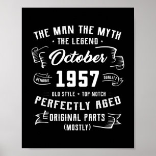 Mannen Man Myth Legend oktober 1957 65th Birthday Poster