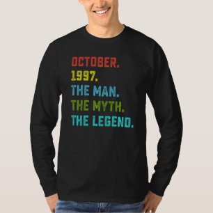 Mannen Man Myth Legend oktober 1997 25th Birthday T-shirt