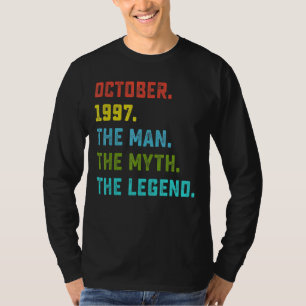 Mannen Man Myth Legend oktober 1997 25th Birthday T-shirt