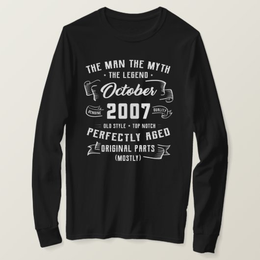 Mannen Man Myth Legend oktober 2007 15th Birthday T-shirt (Design voorkant)