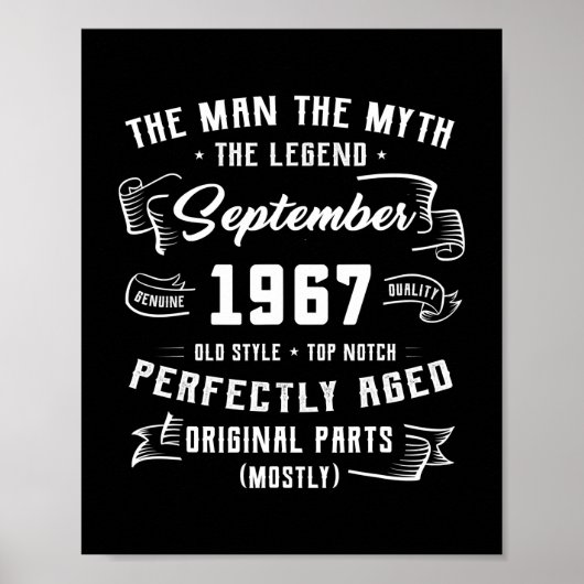 Mannen Man Myth Legend september 1967 55th Birthda Poster (Voorkant)