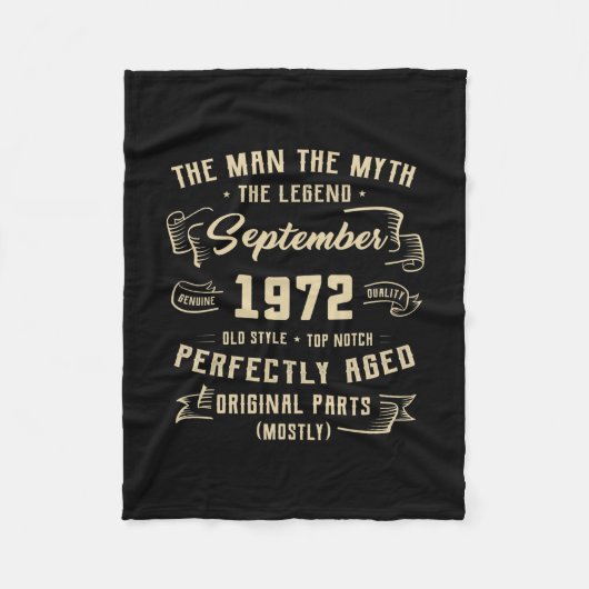Mannen Man Myth Legend september 1972 50th Birthda Fleece Deken (Voorkant)