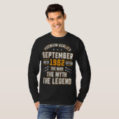 Mannen Man Myth Legend september 1982 40th Birthda T-shirt (Voorkant volledig)