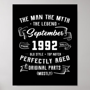 Mannen Man Myth Legend september 1992 30th Birthda Poster