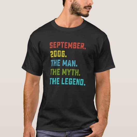 Mannen Man Myth Legend september 2006 16th Birthda T-shirt (Voorkant)