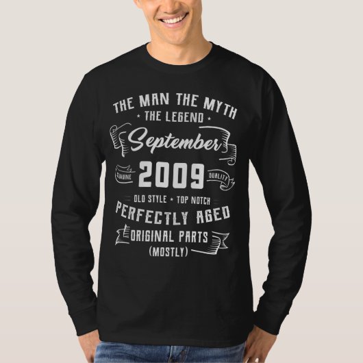 Mannen Man Myth Legend september 2009 13th Birthda T-shirt (Voorkant)