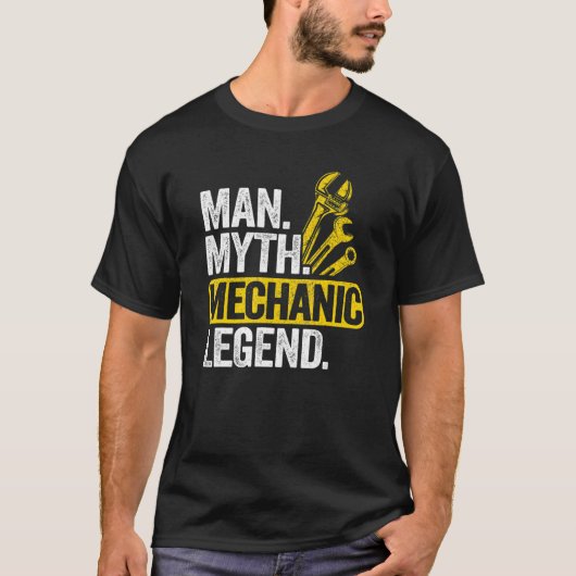 Mannen Man Myth Mechanic Legend Car Guy Garage Pap T-shirt (Voorkant)