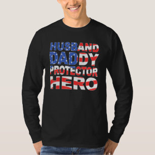 Mannen man papa beschermer held Amerikaanse vlag P T-shirt
