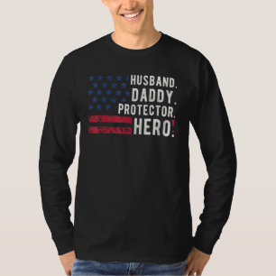 Mannen man papa beschermer hero kleding vaders t-shirt