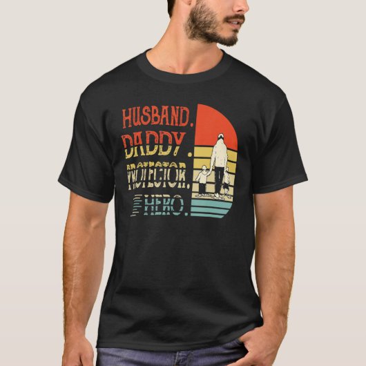 Mannen man papa beschermster Hero T-shirt (Voorkant)