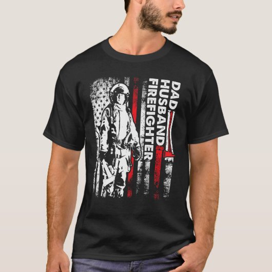 Mannen man papa brandweerman vlag brandweerman vad t-shirt (Voorkant)