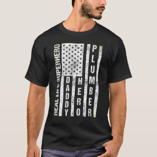Mannen man papa hero loodgieter vader dag cadeau t-shirt