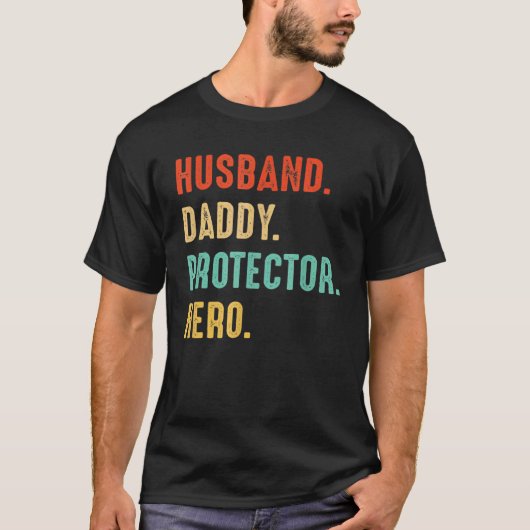 Mannen man Pappa Protector Hero Dad Fath T-shirt (Voorkant)
